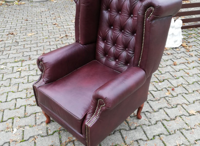 Sessel Ohrensessel Chestefield Stuhl Sitz Polster Couch Lounge Echtes Leder Neu!